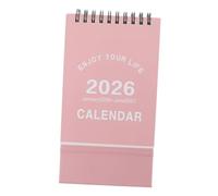 SOIMISS Desktop Flip Calendar Pink Compact Mini Stand Up Twin Wire Binding Monthly Planner with Memo Space for Home Office School Organization and Scheduling