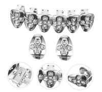 SOIMISS Detachable Silver Rhinestone Decorative Grill for Teeth Lightweight Hip Hop Party Accessory Cross Sparkling Bling Teeth Jewelry for Men and Women