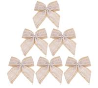 SOIMISS DIY Burlap Bow 6Pcs Big Fabric Lace Bows for Present Wrapping and Party Favor Decorations