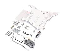 SOIMISS DIY Electric Guitar Kit Plastic and Metal Construction White St Style with Pickguard, Bridge System, 3 Single-coil Pickups, 6 Strings, No Soldering Required for Music Playing
