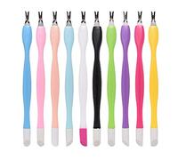 SOIMISS Double Head Cuticle Trimmer Dead Skin Forks 15Pcs Plastic Handle Nail Art Tool Set for Manicure and Pedicure Use at Home or Salon Random Colour