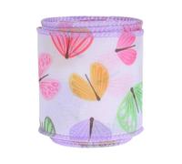 SOIMISS Easter Wired Edge Ribbon 6.3cm X 10 Yards Burlap Texture Decorative Ribbon Roll for DIY Crafting, Butterfly Bow Making, Spring Holiday Wrapping and Party Décor