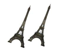 SOIMISS Eiffel Tower LED Light up Ornament 2pcs 25cm Metal Statue Rustic Bronze Mini Figurine Home Desk Decor French Landmark Night Lamp