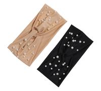 SOIMISS Elastic Pearl Headbands 2pcs Wide Knitted Cross Hair Wraps Stretchy Hair Accessories for Women Yoga Workout Fashion Random Color