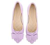 SOIMISS Elegant Bowknot Pointed Toe Wedding Flats for Women Slip Work and Party Shoes Stylish Bridal Footwear in Light Purple