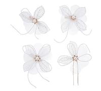 SOIMISS Elegant Bridal Flower Hairpins with White Pearls Wedding Hair Accessories for Brides and Bridesmaids Non Damaging Clips Compatible with All Hair Types and Colors