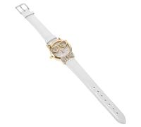 SOIMISS Elegant Cartoon Cat Face Wrist Watch for Women Quartz Movement Breathable Strap Classic White Design Daily Wear Accessory for Charming Style