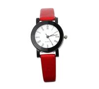 SOIMISS Elegant Leather Casual Quartz Watch for Women with Adjustable Buckle and Skin-Friendly Strap, Fashionable Red Pu Leather Wrist Watch Suitable for Daily Wear