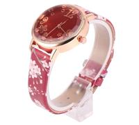 SOIMISS Elegant Red Plum Blossom Pattern Ladies Wristwatch with Sturdy Stainless Steel Case and Pu Strap, Fashion Accessory for Valentine’s Day and Everyday Wear