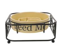 SOIMISS Elevated Slow Feeder Dog Bowl Ceramic Raised Pet Feeding Plate for Small and Medium Dogs and Cats Spillproof Non-tip Food Dish Easy-clean Slow Eating Feeder for Puppies and Kittens