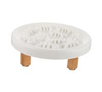 SOIMISS Elevated Slow Feeder Dog Bowl with Raised Wood Stand Ceramic Pet Dish for Small Dogs and Cats Anti-choke Design to Prevent Fast Eating and Protect Neck Stable Non-slip Feeding