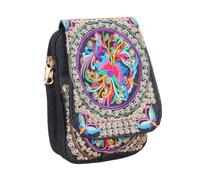 SOIMISS Ethnic Style Embroidered Canvas Shoulder Bag with Clamshell Design, Small and Elegant Crossbody Bag Suitable for Shopping and Daily Use
