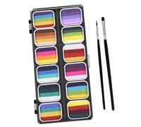 SOIMISS Face Paint Kit Body Paint Kit 12-Color Gradation Washable Rainbow Bar with Matte Glitter Mix for Party, Costume Play, Halloween DIY
