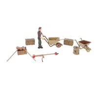 SOIMISS Farm Tools Models Set Fine Workmanship Including Bale Straw Fork and Cart for Home and Office Decor