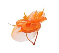 SOIMISS Fascinator Hat for Women Lightweight Mesh Headband with Feather Decor Elegant Headpiece for Brides for Tea Parties and Weddings Chic Design Orange