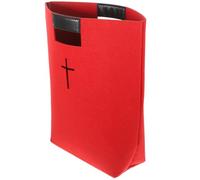 SOIMISS Felt Handbag Bible Carrying Case Large Capacity Multi-Purpose Storage Sturdy Pu Handle Cross Design Church Bag for School and Business Use