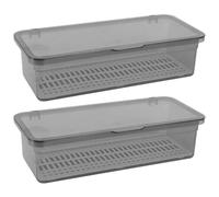 SOIMISS Flatware Tray Kitchen Drawer Organizer: with Lid Kitchen Cutlery Tray Utensil Container Chopstick Holder Cutlery Drainer Basket Silverware Drying Rack, 2 PCS