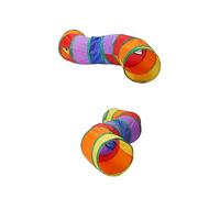 SOIMISS Foldable Rainbow Cat Tunnel Durable Interactive Tube for Indoor Cats Lightweight Play Maze for Kitten Entertainment and Exercise Colorful Pet Tube Space Saving Design