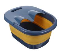 SOIMISS Folding Foot Soak Basin Tub with Comfortable Barrel and Self-service Massage Feature, Plastic and Silicone Material, for Family Use and Travel, Blue Foot Bath Bucket