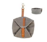 SOIMISS Folding Waterproof Dog Bowl Portable Canvas Pet Food and Water Dish Grey for Travel and Outdoor Use