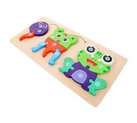 SOIMISS Frog Growth Process Puzzle Educational Safe Wooden Jigsaw for Animal Recognition Cognitive Development Game for Fun Learning Plaything