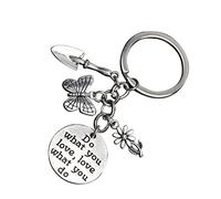 SOIMISS Garden Keychain Key Ring Flower Pendant Do What You Love Design Iron Material Aesthetic Decor for Gardening Enthusiasts