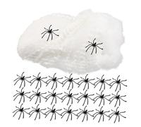 SOIMISS Glow-in-the-dark Halloween Cobwebs with Small Black Spiders Stretchable Spider Web Decor for Outdoor Haunted House Porch Fence and Themed Party Decorations