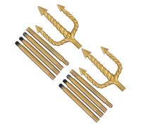 SOIMISS Golden Spiral Trident Staff Halloween Prop with Rounded Tips Intricate Design Sea God Pitch Fork for Cosplay Fancy Dress and Decorative Photo Accessory