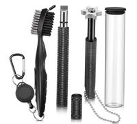 SOIMISS Golf Club Groove Sharpener and Brush Retractable Dual-sided Cleaning Tool for U and Grooves High-grade Material Non-slip Grip Complete Golf Accessory Kit for Men and Friends