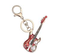SOIMISS Guitar Keychain Pendant with Rhinestones Miniature Decorative Key Ring Charm for Women Hanging Key Chain Accessory for Bags