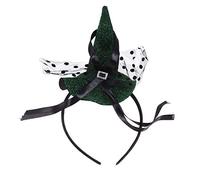 SOIMISS Halloween Polka Dot Mesh Witch Hat Shape Women Headband （Green）