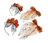 SOIMISS Halloween Spider Web Headpiece Festive Pumpkin Long Tail Bowknot Hair Clips Costume Hair Accessories for Women Girls