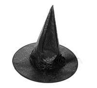 SOIMISS Halloween Witch Hat for Adults with Black Rose and Lace Veil Mesh Fabric Spooky Wizard Costume Accessory for Boys and Comfortable Fit for Party and Cosplay