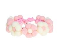 SOIMISS Hand-knitted Cat Collar with Flower Design, Comfortable Pet Collar for Kitten and Small Dogs, Decorative Pet Neck Chain in Cream and Pink (m)