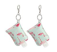 SOIMISS Hand Sanitiser Bottle Holder Keychain 2Pcs 60Ml Detachable PU Leather Travel Case for Toiletries Cleaning Convenience Assorted style