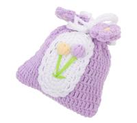 SOIMISS Handmade Crochet Small Drawstring Coin Purse for Ladies Soft Portable Knitted Pouch for Change Keys and Accessories Vibrant Mini Bag with Tulip Design Fashionable