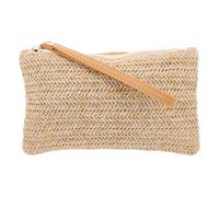 SOIMISS Handmade Straw Clutch Purse Women Summer Beach Handbag Zip Closure Envelope Pouch Travel Vacation Evening Party Dating Daily Boho Coastal Aesthetic Resort Wear Fashion Accents for 8.25 Inches