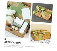 SOIMISS Handmade Woven Storage Basket with Lid Rustic Sea Grass Rectangular Organizer for Bedroom Closet Laundry Home Office Multi-functional Decorative Storage Box in Moss Green Small
