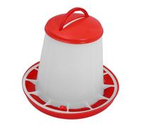 SOIMISS Hanging Automatic Chicken Feeder Poultry Feeding Container Red and White Design for Chickens Chicks and Geese Minimizes Waste and Spillage for Bird Farming