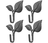 SOIMISS Hat Hooks 4 Pack Leaf Shaped Iron Wall Mounted Multifunctional Hooks Black Decorative Storage for Bags Hats Keys Easy Installation