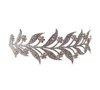 SOIMISS Headband Delicate Eye-catching Silver Alloy Leaves Shaped Rhinestone Hair Accessories Crown for Cosplay Performance