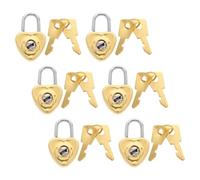 SOIMISS Heart Jewelry Decorative Padlock 6Pcs Mini Small Gold Padlocks with Keys for Diary Lockers and Stationery Accessories