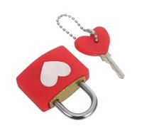 SOIMISS Heart Shaped Love Lock with Key Red Metal Padlock for Couples Wedding Anniversary Travel Romantic Wish Lock for Bridge Jewelry Box Bag Security Meaningful Gift for Lovers