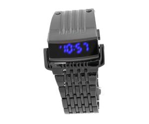 SOIMISS Hz467 Alloy Band Wrist Watch Men LED Digital Waterproof Stylish Blue LED Display Precise Movement Stainless Steel Battery Included 30m Living Waterproof Design Casual Wear