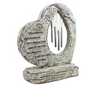 SOIMISS Indoor Outdoor Pet Memorial Stone with Wind Chimes Heart Shaped Tombstone for Dogs and Cats for Garden Porch Living Room Remembrance for Grieving Friends