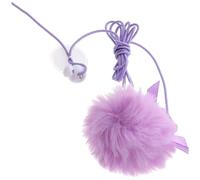 SOIMISS Interactive Door Hanging Cat with Purple Pom Pom Portable Kitten Plaything and Compact Cat Teasing Exercise and Entertainment