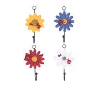 SOIMISS Iron Coat Hooks 4pcs Resin Wrought Painted Flower for Wall and Door