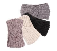 SOIMISS Knitted Wool Headbands 4Pcs Handmade Ear Warmer 22x12cm for Women Crochet Knit Hair Bands Winter Bohemia Style