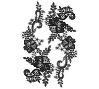 SOIMISS Lace Appliqué Embroidered Patch, Polyester Yarn, Black, Easy-to-sew, 2 Connected Pieces, for Wedding Dresses and Fashion Shows, DIY Enthusiasts and Professional Designers