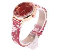 SOIMISS Lady Quartz Wristwatch with Plum Blossom Pattern Red Pu Elegant